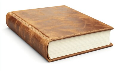 Obraz premium Leather-bound book isolated on white, ideal for literature or education themes