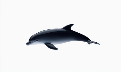 Fototapeta premium Dolphin glides through clear water, simple white background, ideal for educational use