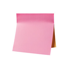 Yellow sticky note with curled edge on white background, adhesive memo pad for notes and reminders