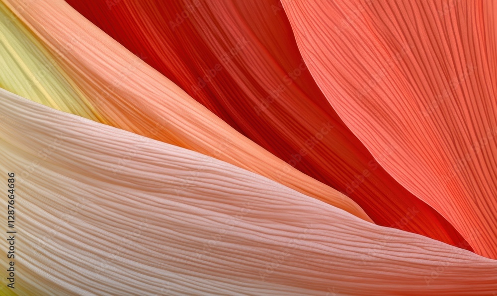 Poster abstract close-up of flowing fabric in warm colors, creating a dynamic wave-like texture