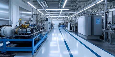 Fototapeta premium A scientific research lab analyzing emission samples from CNG and NGV engines, highlighting performance metrics