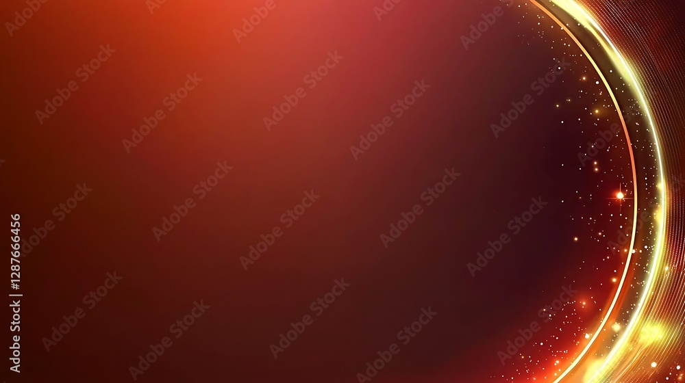 Poster warm gradient background with glowing light effects and sparkles for creative design and art project