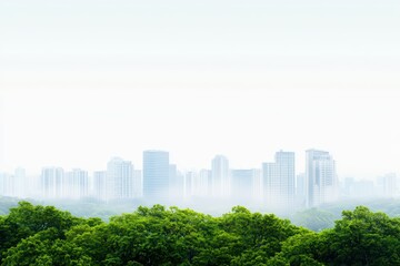 Fototapeta premium Smog Over Industrial Areas with Carbon Pollution and Green Trees