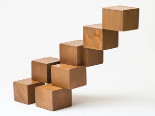 Obraz premium Wooden blocks in various shapes and colors isolated on a white background