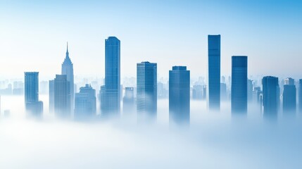 Fototapeta premium Urban skyline obscured by smog highlighting CO2 emissions impact