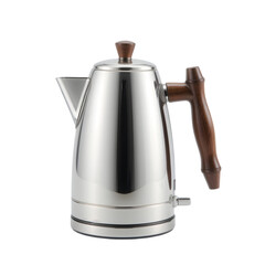 Elegant Stainless Steel Electric Kettle with Wooden Handle
