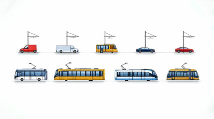 Colorful Pixel Art Illustration of Various Urban Vehicles