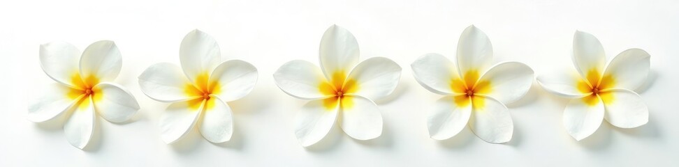 Fototapeta premium Delicate white plumeria flower isolated on a clean white background, floral arrangement, isolated flowers, garden flowers