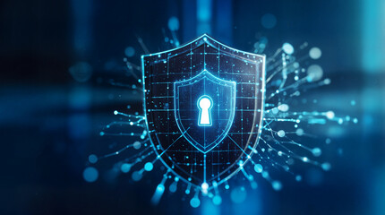 Futuristic Cyber Shield, Advanced Digital Security Design
New Technology Cyber Shield.