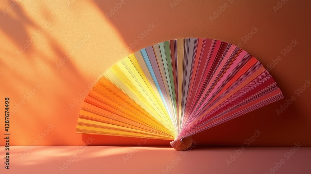 Aufkleber artistic display of a color swatch fan with a blank area for branding or information.