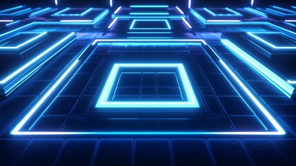 Obraz premium Futuristic Neon Sci-Fi Grid with Glowing Blue Lights