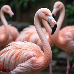 flamingos in a zoo group
