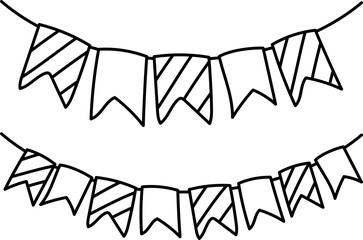 Flag Birthday Party Outline Hand-drawn