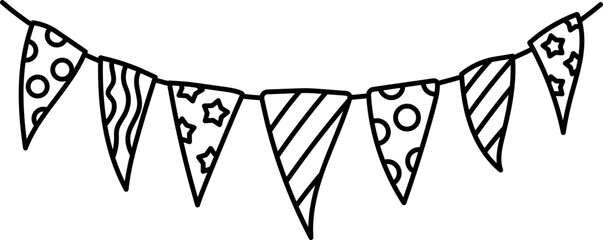 garlands Birthday Party Outline Hand-drawn