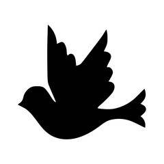 Black filled icon in the shape of a bird.