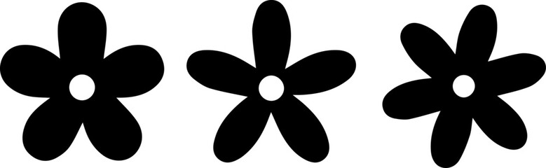 Black filled icon in the shape of a cute flowers.