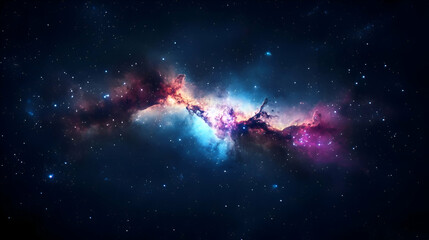 Fototapeta premium Vibrant Nebula in Dark Space with Glowing Cosmic Clouds