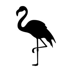 Black filled icon in the shape of a flamingo.