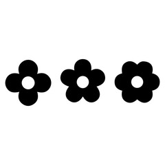 Black filled icon in the shape of a flowers.