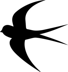 Black filled icon in the shape of a seagull.
