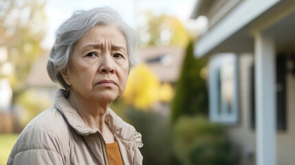 Dementia symptoms in a senior woman having trouble recognizing familiar places. Featuring confusion and isolation