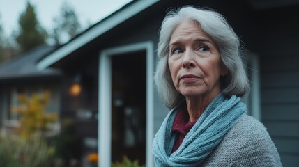 Dementia symptoms in a senior woman having trouble recognizing familiar places. Featuring confusion and isolation