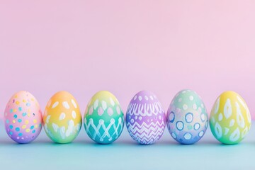 Fototapeta premium Colorful eggs on a fiery red background for a vibrant Easter holiday wreath.