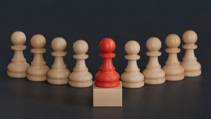 Chess pieces ready to play. This is a 3d render illustration.Perfect for representing business strategy, leadership, and management.Made and rendered in C4D, not AI. © feng