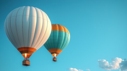 Fototapeta premium Balloons float freely in sky. Background is soft blue. Ideal for travel concepts