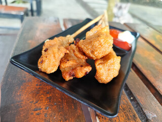 Sempolan or sempol is a type of fried food made from tapioca flour. Sempol traditional Indonesian food.
