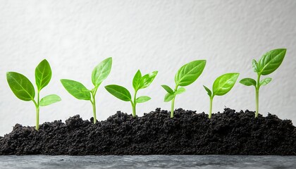 Sprouting Plants on Dark Soil