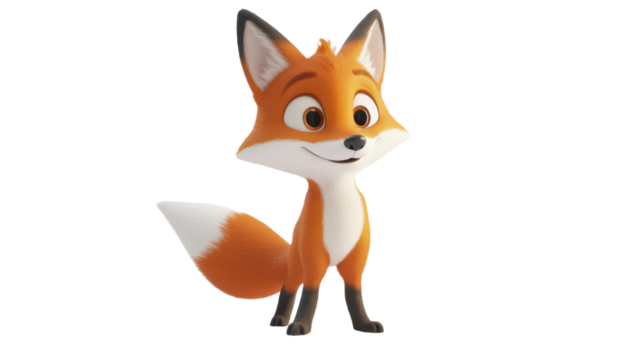 red fox cartoon isolated on transparent background - Powered by Adobe