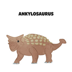 Illustration of a cute Ankylosaurus 01