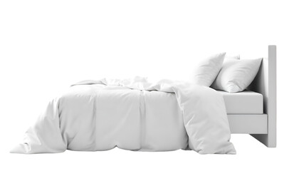 White pillows on the bed in loft style bedroom.
