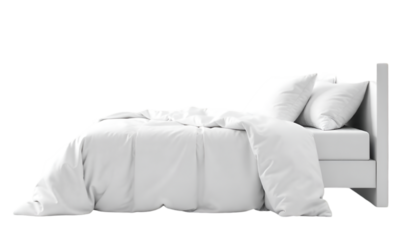 White pillows on the bed in loft style bedroom.