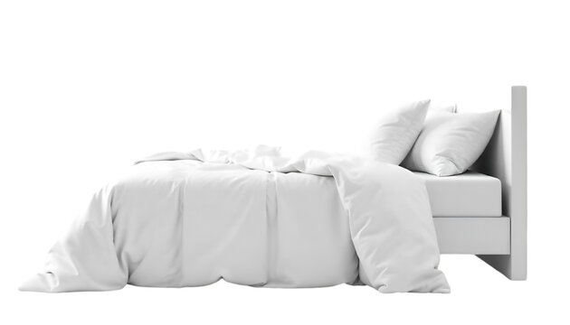 White pillows on the bed in loft style bedroom.