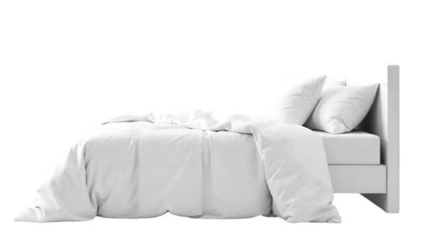 White pillows on the bed in loft style bedroom.