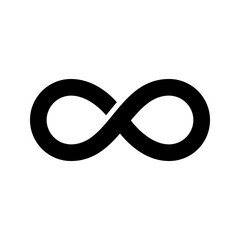 Simple flat black infinity symbols. Design elements for unlimited infinity, endless, eternity, loop, discontinuation, and repetition concepts. Vector illustration