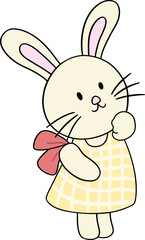 Coquette Happy Easter Bunny Rabbit Cartoon Flat design