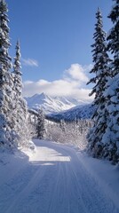 beautiful snowy mountain scenery in alaska