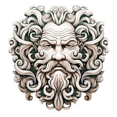 Ancient Divine Mask Without Shadows in Abstract Form