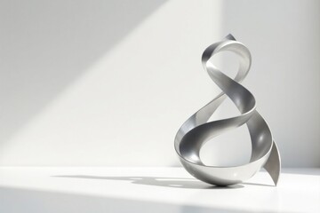 Elegant Silver Sculpture in Soft Light Abstract Modern Art Design