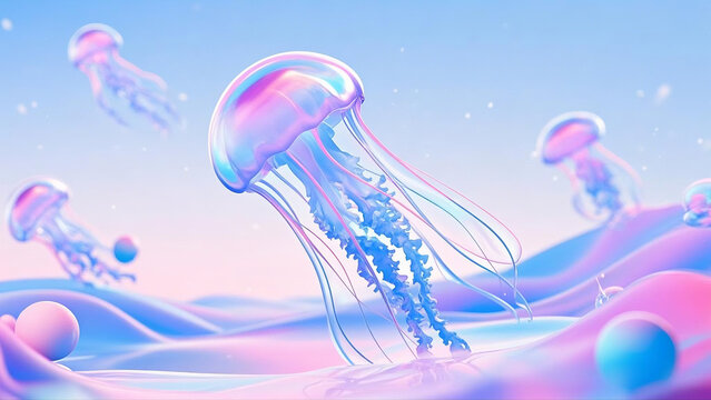 jellyfish on blue background