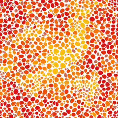 Abstract art Warm-toned speckled dots merging on white background