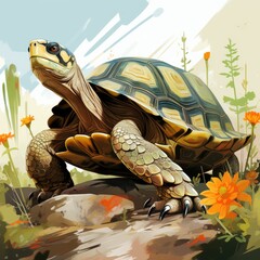 Naklejka premium Modern and Minimalist Animal Illustration with a Light and Vibrant Palette