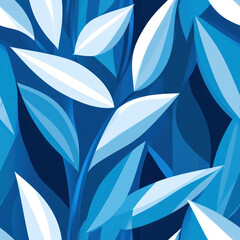 Fototapeta premium Abstract blue leaves pattern fills entire frame. Artistic organic shapes create soothing underwater scene