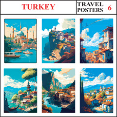 Turkey Istanbul Trabzon Diyarbakir Travel Poster Wall Art Print Collection Set Part 6