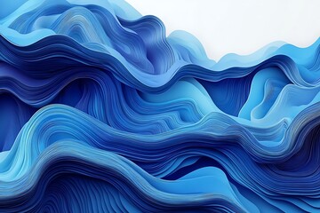 Fototapeta premium Blue abstract waves, flowing design, white background, website banner