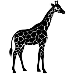 Naklejka premium Black Giraffe Silhouette Vector Icon Crisp & Detailed.