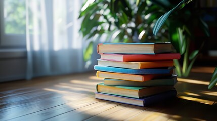  A Stack of Watercolor Books with Back to School Text